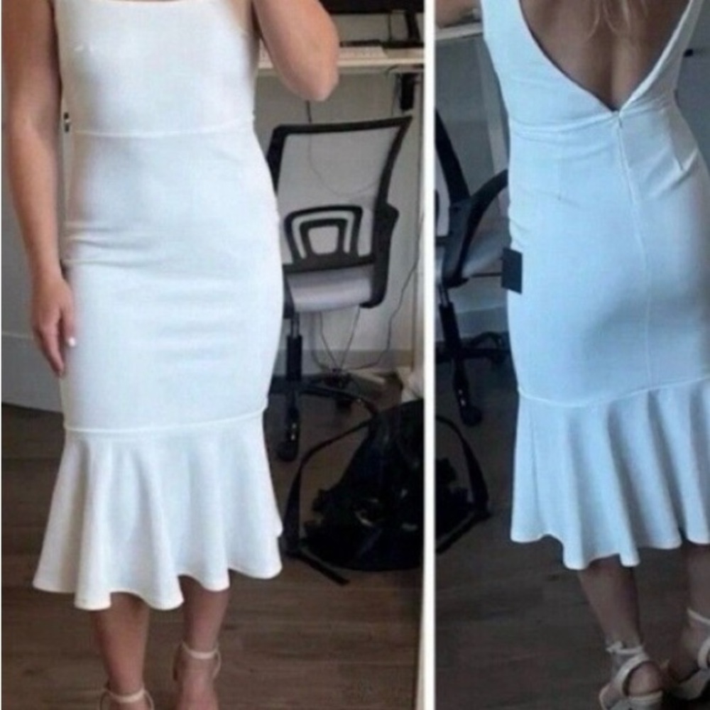 Lulu's Elegant White Midi Dress